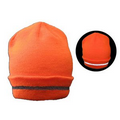 12" Neon Orange Safety Reflective Beanie